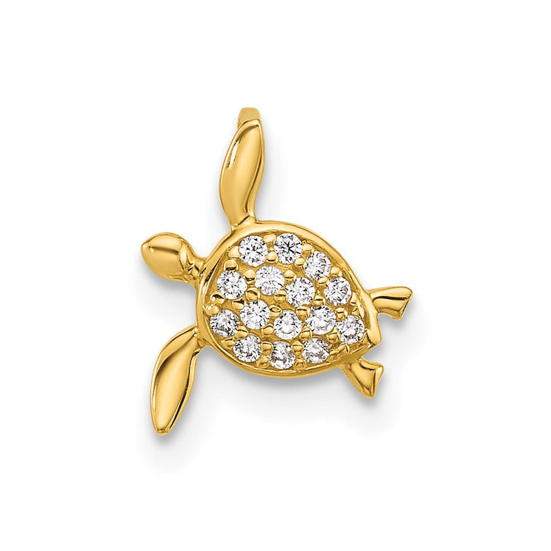14K Gelbgold 14K Childrens Zirkonia Meer Schildkröte Kette Anhänger