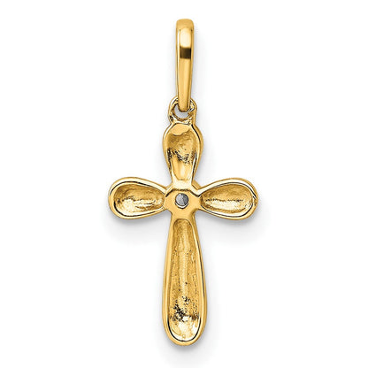 14K Gelbgold 14K Childrens Zirkonia Kreuz Anhänger