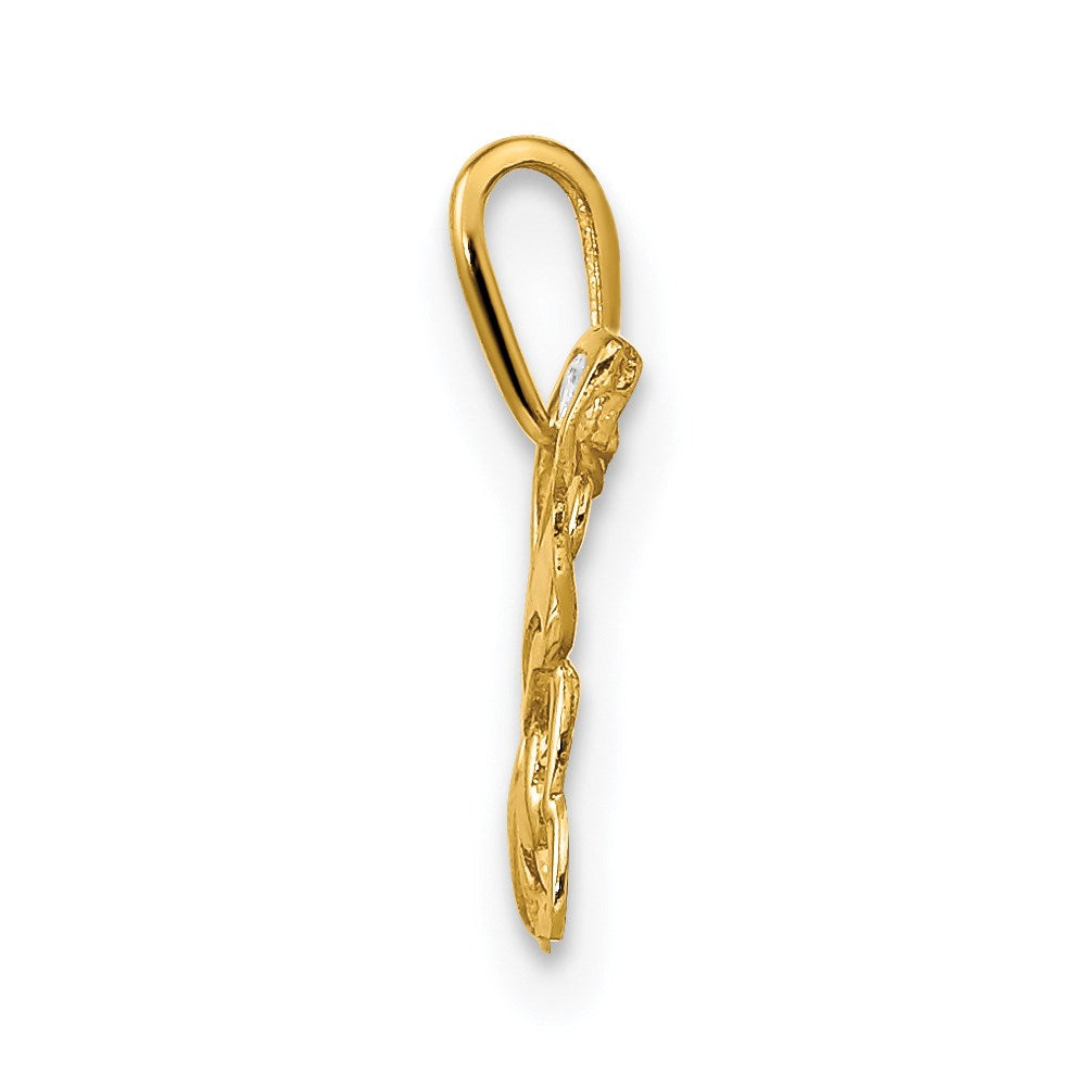 14K Gelbgold 14K Poliert Zirkonia Schmetterling Anhänger