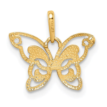 14K Gelbgold 14K Poliert Zirkonia Schmetterling Anhänger