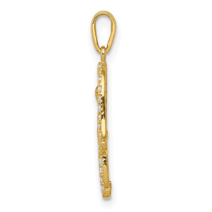 14K Gelbgold 14K Multi-colored Zirkonia Hamsa Anhänger