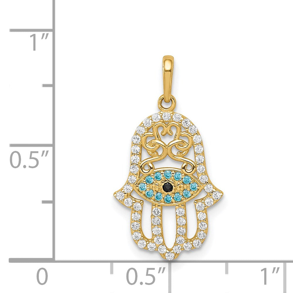 14K Gelbgold 14K Multi-colored Zirkonia Hamsa Anhänger