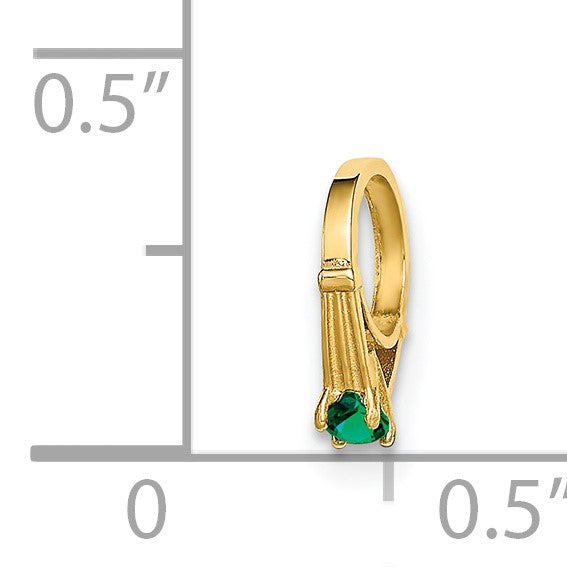 14K Gelbgold 14K 3d Ring mit Dunkel Grün Glas Stein Charm