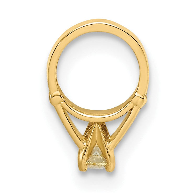 14K Gelbgold 14K 3d Ring mit Gelb Zirkonia Charm