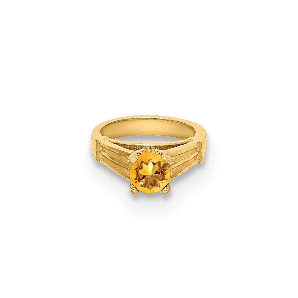 14K Gelbgold 14K 3d Ring mit Gelb Zirkonia Charm