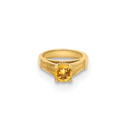 14K Gelbgold 14K 3d Ring mit Gelb Zirkonia Charm