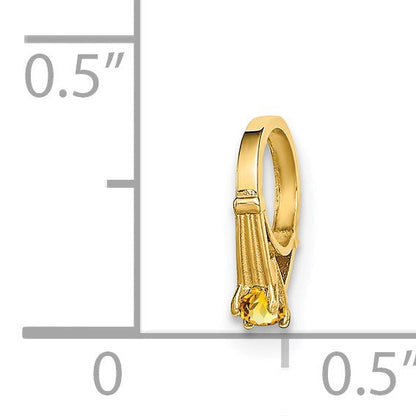 14K Gelbgold 14K 3d Ring mit Gelb Zirkonia Charm