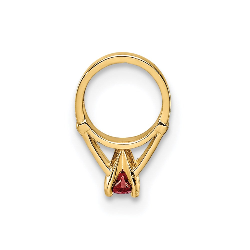 14K Gelbgold 14K 3d Ring mit Rot Zirkonia Charm