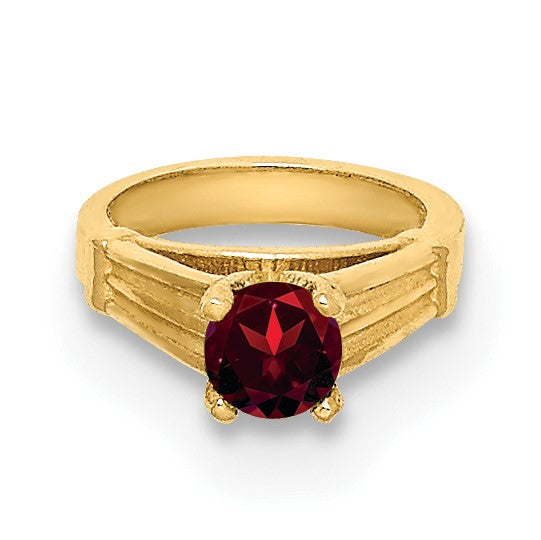 14K Gelbgold 14K 3d Ring mit Rot Zirkonia Charm