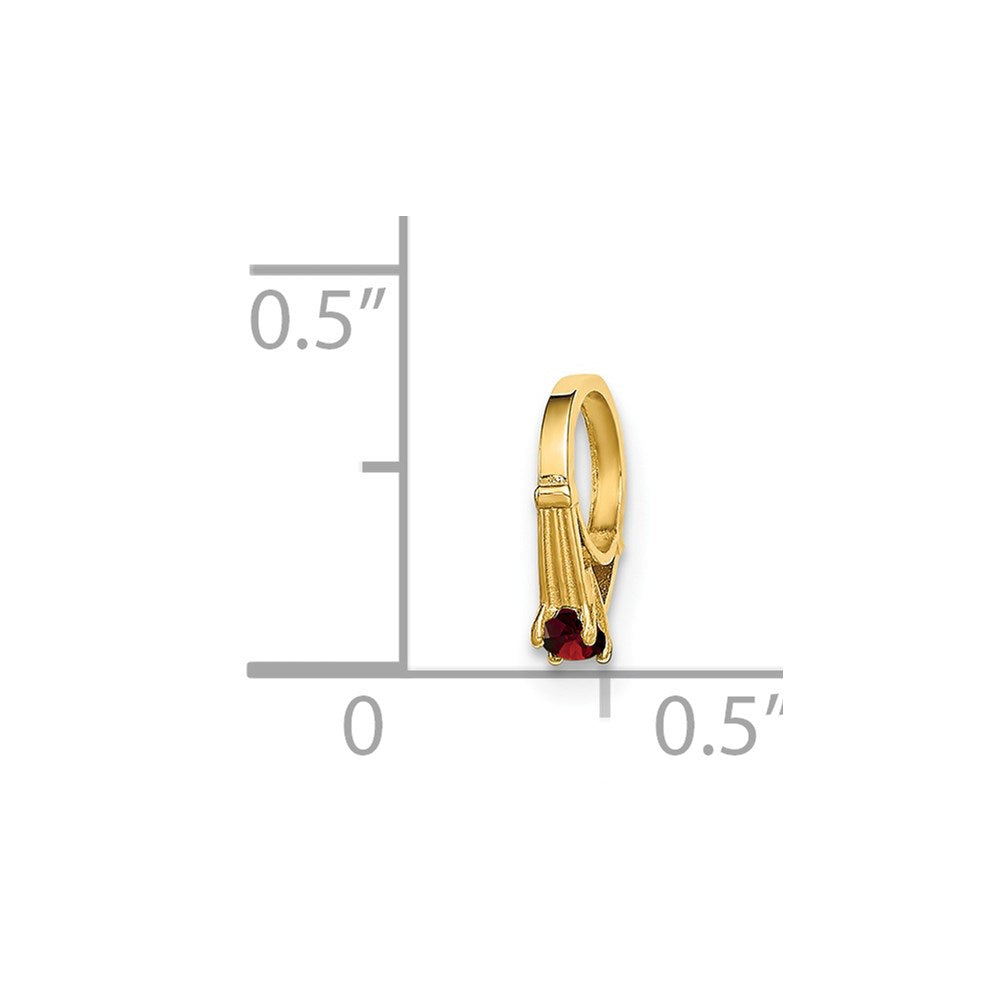14K Gelbgold 14K 3d Ring mit Rot Zirkonia Charm