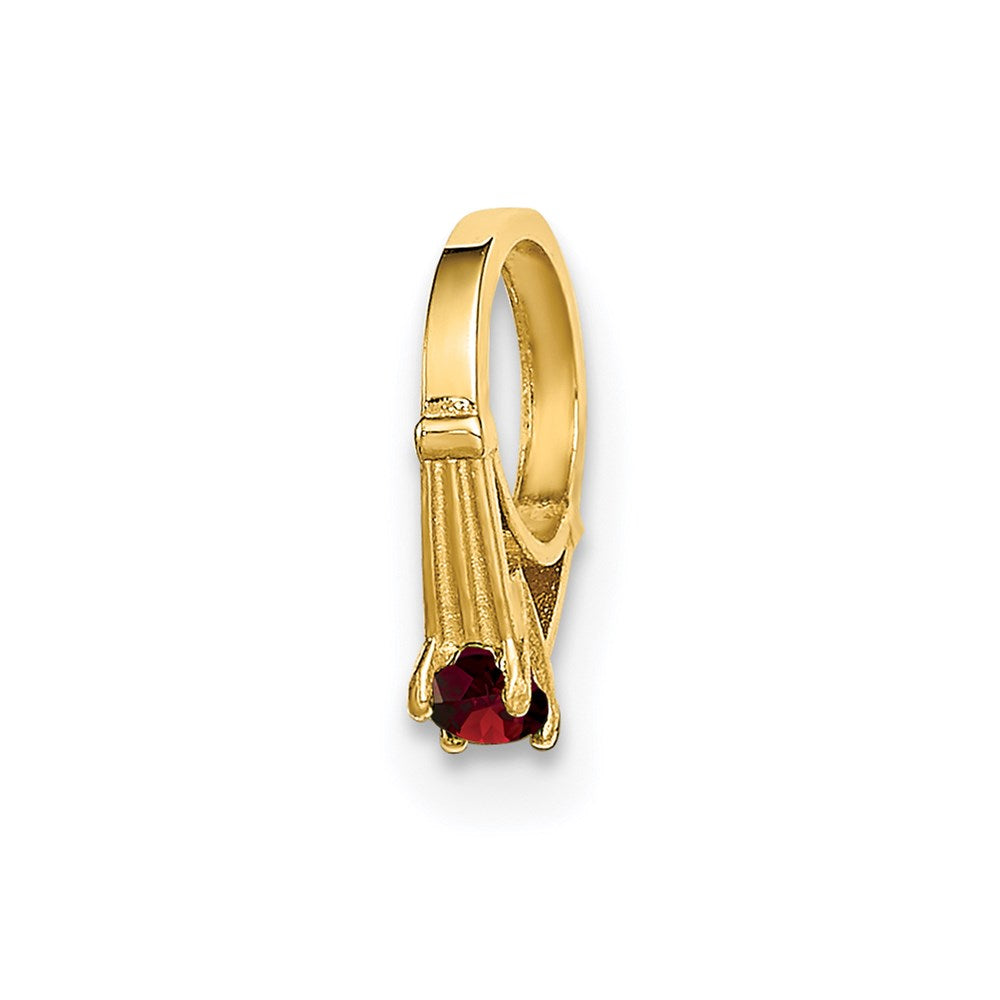 14K Gelbgold 14K 3d Ring mit Rot Zirkonia Charm