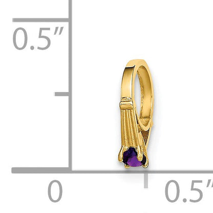 14K Gelbgold 14K 3d Ring mit Dunkel Lila Zirkonia Charm
