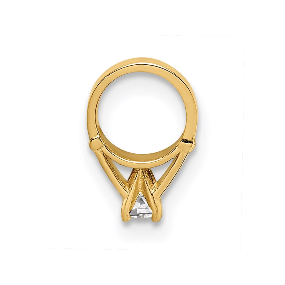 14K Gelbgold 14K 3d Ring mit Weiß Zirkonia Charm