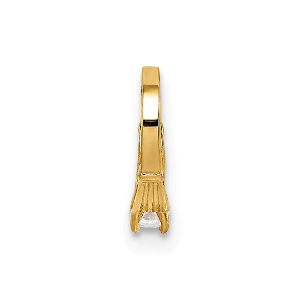 14K Gelbgold 14K 3d Ring mit Weiß Zirkonia Charm