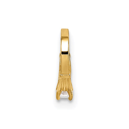 14K Gelbgold 14K 3d Ring mit Weiß Zirkonia Charm