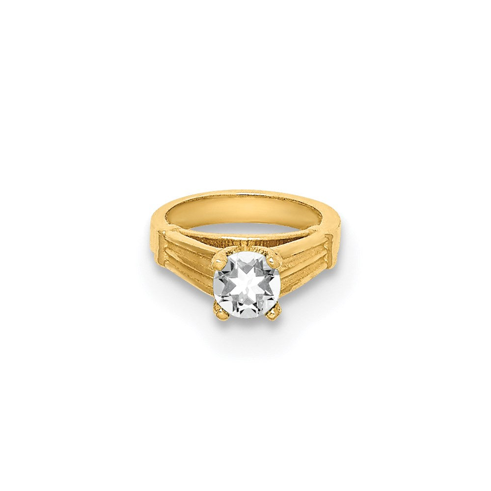 14K Gelbgold 14K 3d Ring mit Weiß Zirkonia Charm