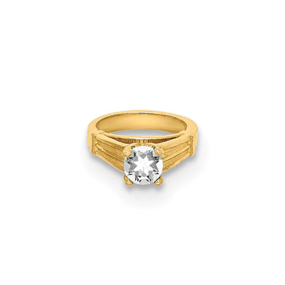 14K Gelbgold 14K 3d Ring mit Weiß Zirkonia Charm