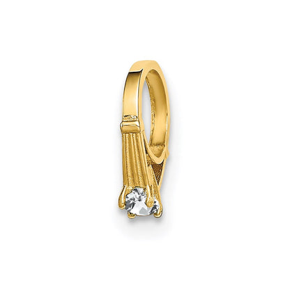 14K Gelbgold 14K 3d Ring mit Weiß Zirkonia Charm
