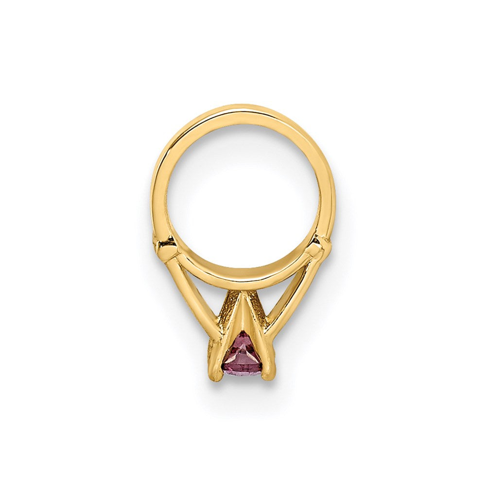14K Gelbgold 14K 3d Ring mit Licht Lila Zirkonia Charm