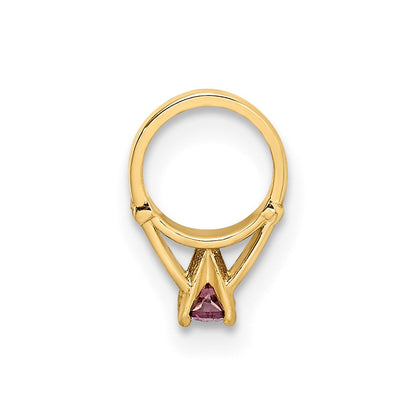 14K Gelbgold 14K 3d Ring mit Licht Lila Zirkonia Charm