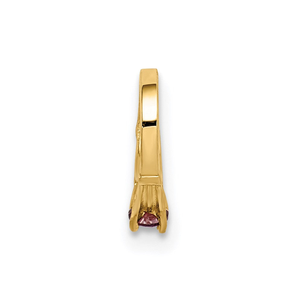 14K Gelbgold 14K 3d Ring mit Licht Lila Zirkonia Charm