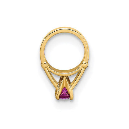 14K Gelbgold 14K 3d Ring mit Dunkel Rosa Zirkonia Charm