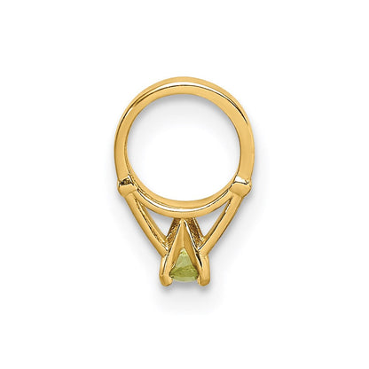 14K Gelbgold 14K 3d Ring mit Licht Grün Glas Stein Charm