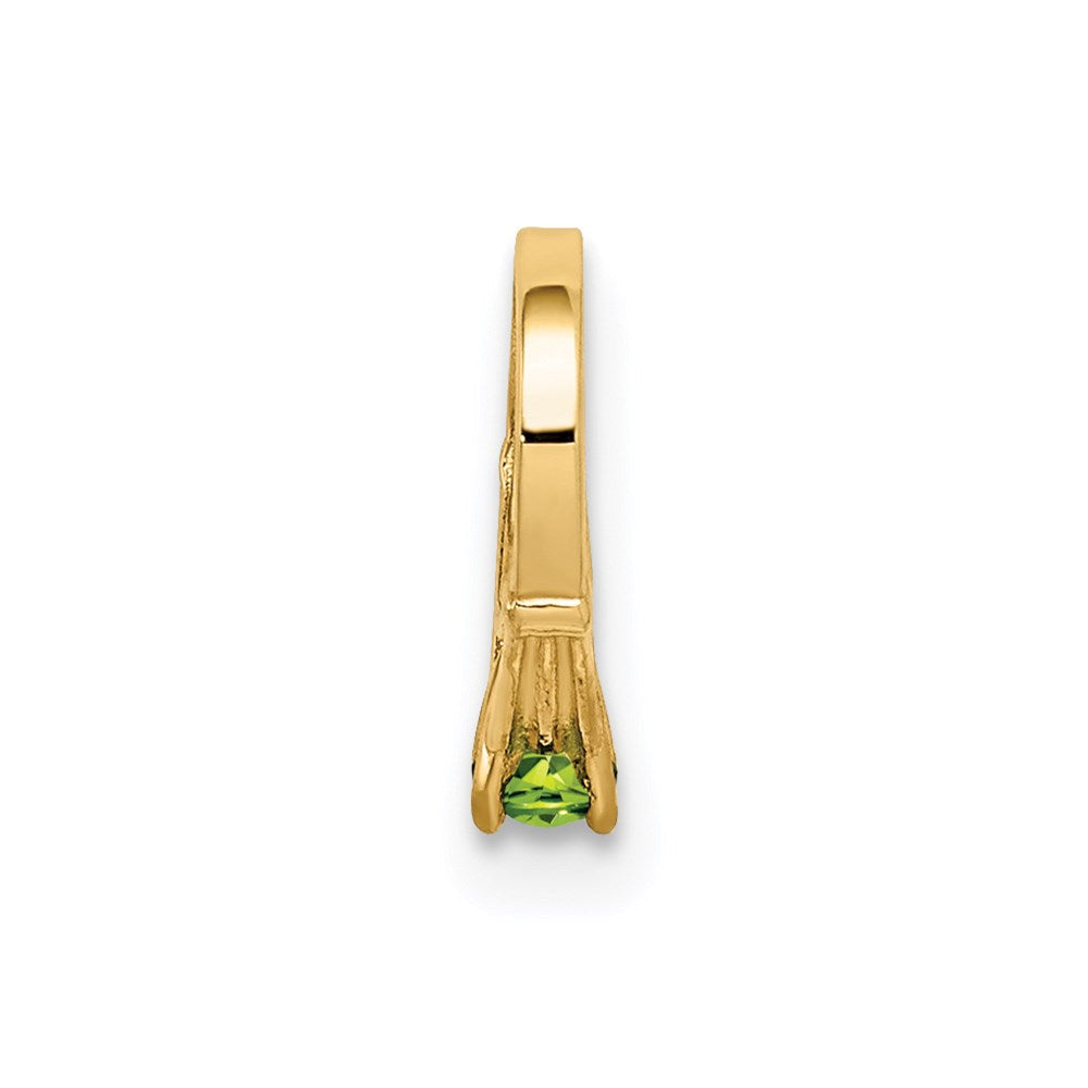 14K Gelbgold 14K 3d Ring mit Licht Grün Glas Stein Charm