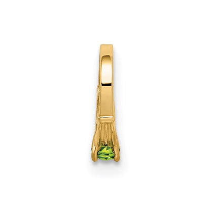 14K Gelbgold 14K 3d Ring mit Licht Grün Glas Stein Charm