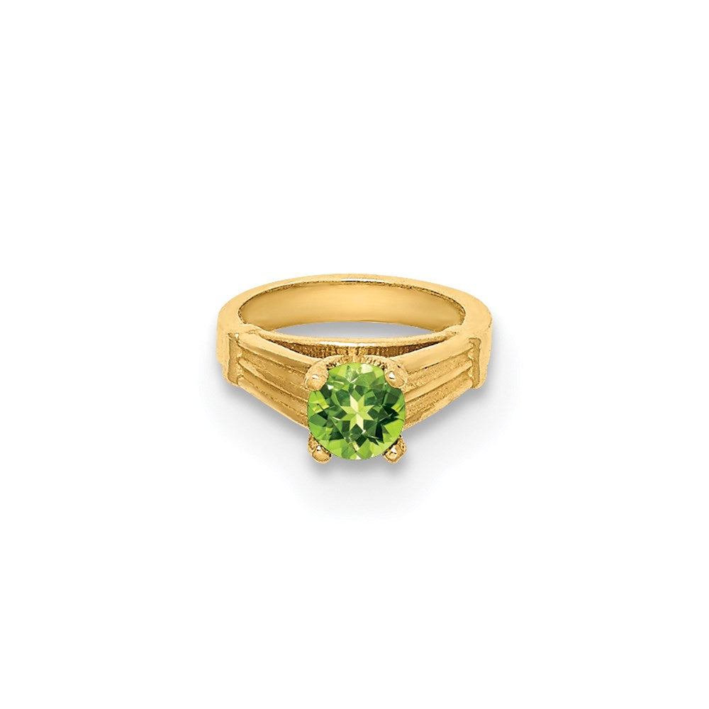 14K Gelbgold 14K 3d Ring mit Licht Grün Glas Stein Charm