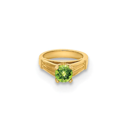 14K Gelbgold 14K 3d Ring mit Licht Grün Glas Stein Charm
