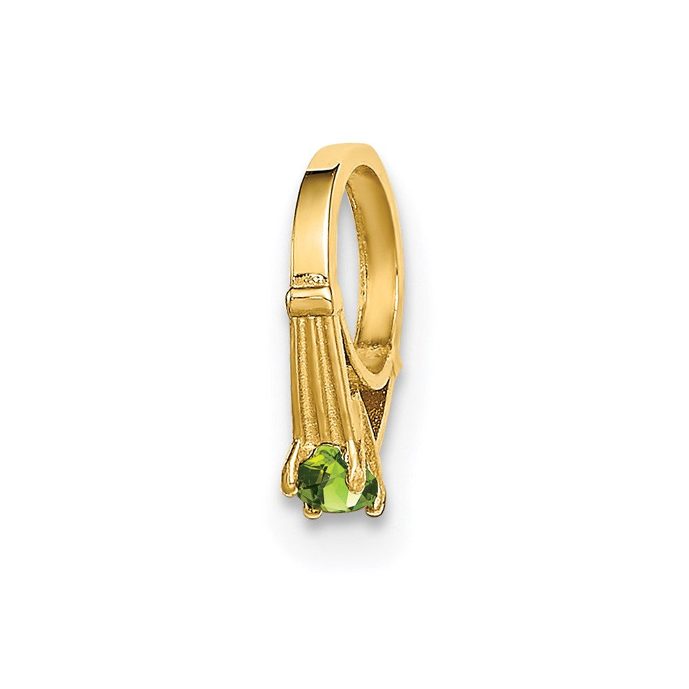 14K Gelbgold 14K 3d Ring mit Licht Grün Glas Stein Charm