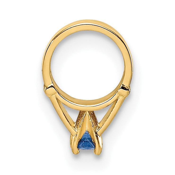 14K Gelbgold 14K 3d Ring mit Dunkel Blau Glas Stein Charm