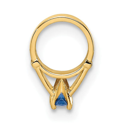 14K Gelbgold 14K 3d Ring mit Dunkel Blau Glas Stein Charm