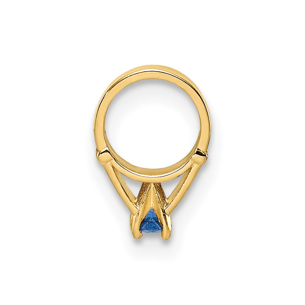 14K Gelbgold 14K 3d Ring mit Dunkel Blau Glas Stein Charm