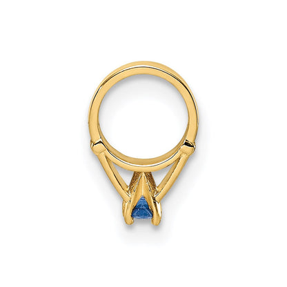 14K Gelbgold 14K 3d Ring mit Dunkel Blau Glas Stein Charm