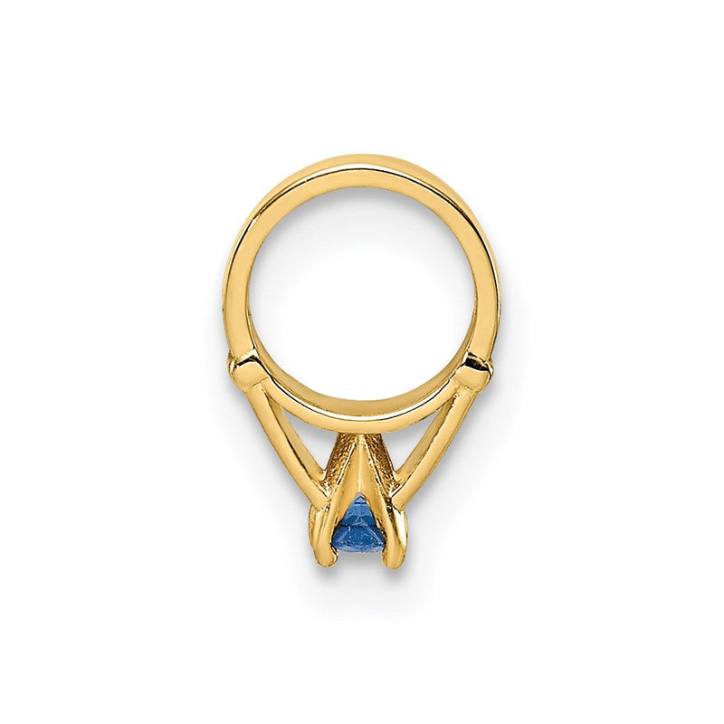 14K Gelbgold 14K 3d Ring mit Dunkel Blau Glas Stein Charm