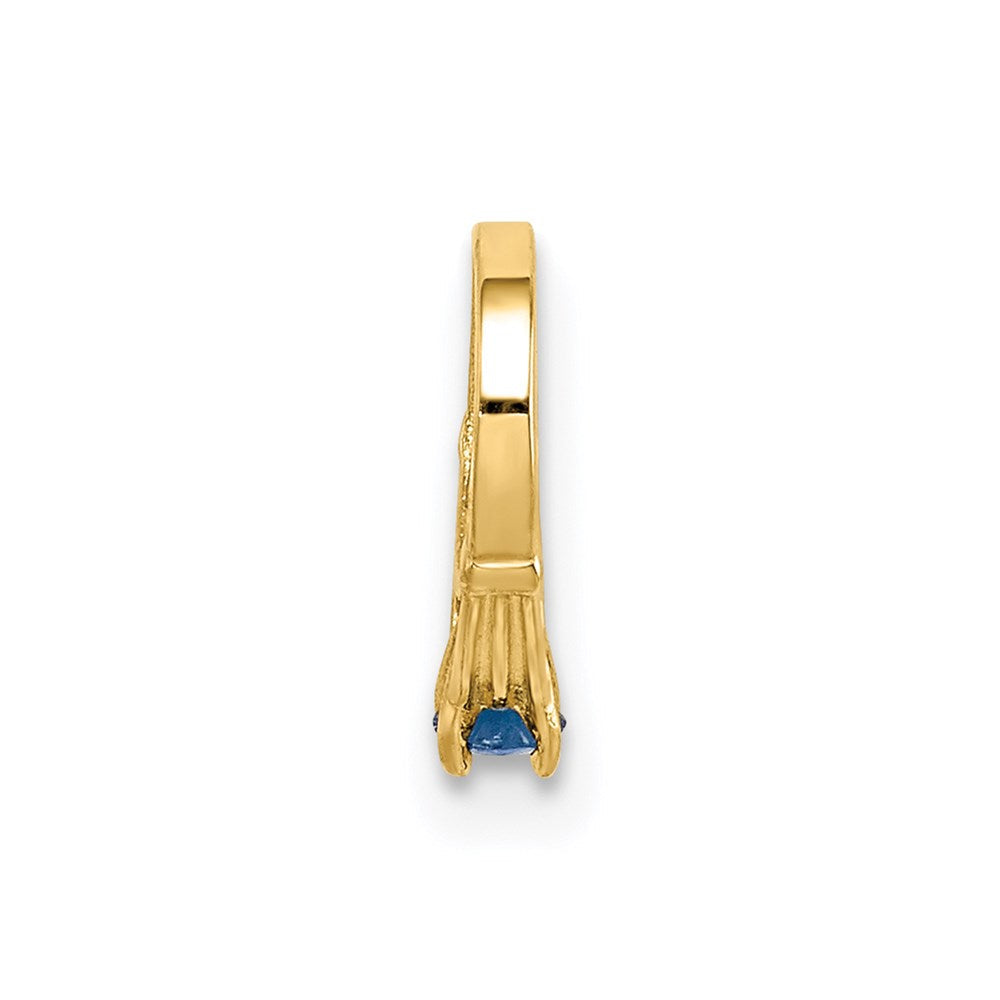 14K Gelbgold 14K 3d Ring mit Dunkel Blau Glas Stein Charm