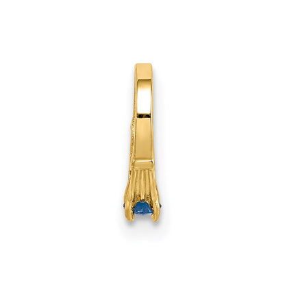 14K Gelbgold 14K 3d Ring mit Dunkel Blau Glas Stein Charm
