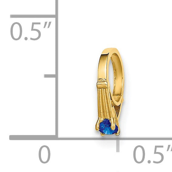 14K Gelbgold 14K 3d Ring mit Dunkel Blau Glas Stein Charm
