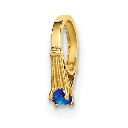14K Gelbgold 14K 3d Ring mit Dunkel Blau Glas Stein Charm