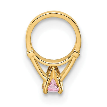 14K Gelbgold 14K 3d Ring mit Licht Rosa Zirkonia Charm