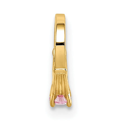 14K Gelbgold 14K 3d Ring mit Licht Rosa Zirkonia Charm