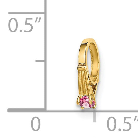 14K Gelbgold 14K 3d Ring mit Licht Rosa Zirkonia Charm