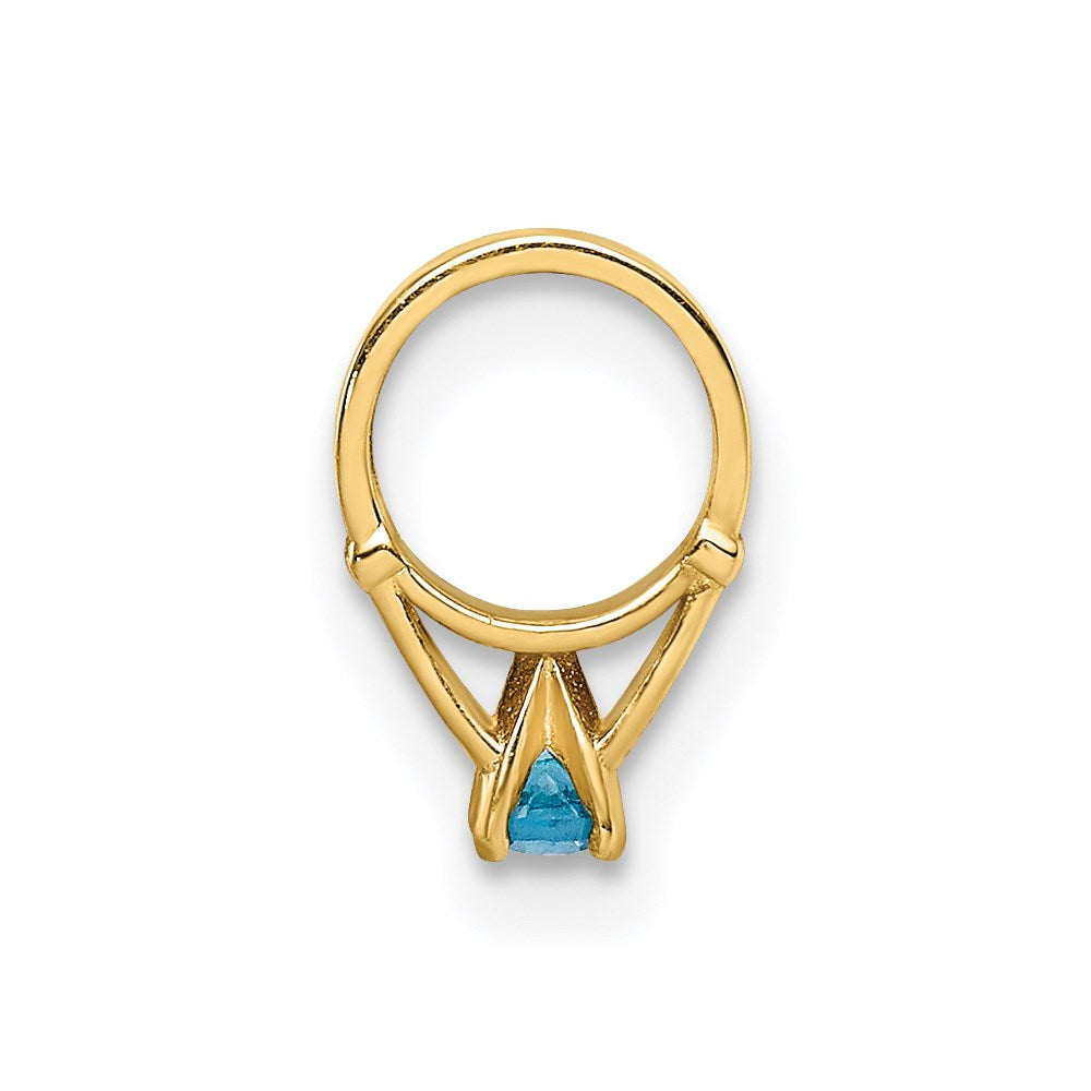 14K Gelbgold 14K 3d Ring mit Aqua Zirkonia Charm
