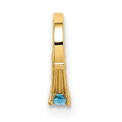 14K Gelbgold 14K 3d Ring mit Aqua Zirkonia Charm