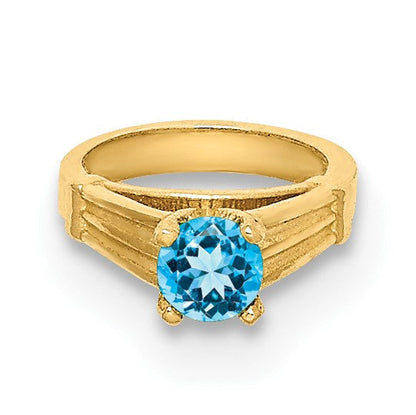 14K Gelbgold 14K 3d Ring mit Aqua Zirkonia Charm
