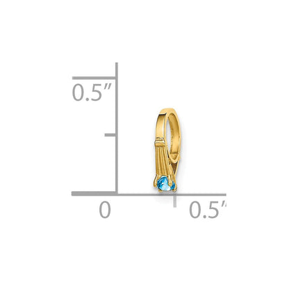 14K Gelbgold 14K 3d Ring mit Aqua Zirkonia Charm