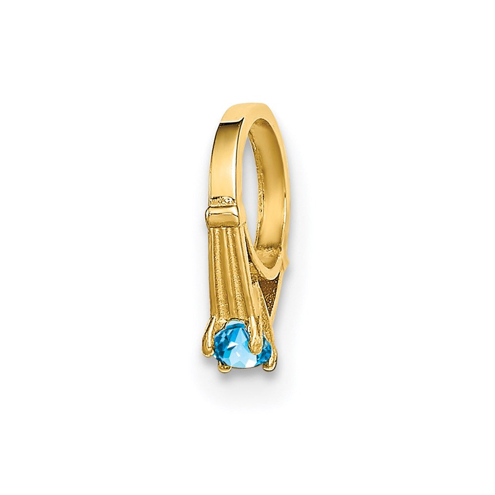 14K Gelbgold 14K 3d Ring mit Aqua Zirkonia Charm