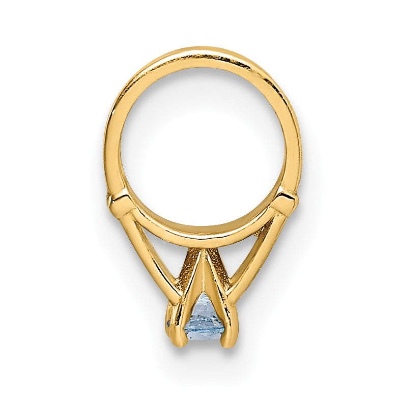 14K Gelbgold 14K 3d Ring mit Licht Blau Zirkonia Charm